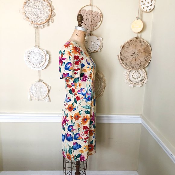 SOLD Vintage 90s Y2k Floral Short Sleeve Mini - Picture 4 of 7